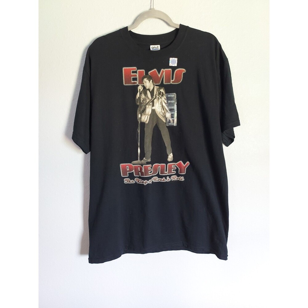 Elvis Presley The King Of Rock 'N Roll Black Graphic T Shirt Mens Size XL NEW